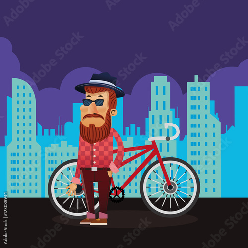 bike and cyclist over city background icons image vector illustration 