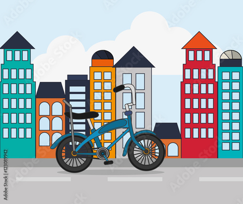 bike and cycling related icons over city buildings background image vector illustration 