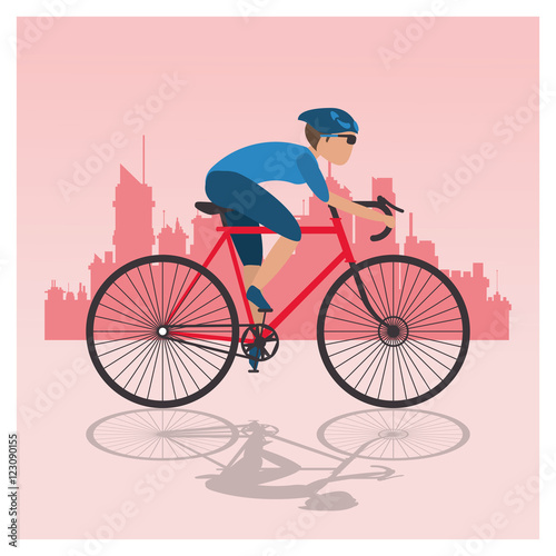 bike and cyclist over city background icons image vector illustration 