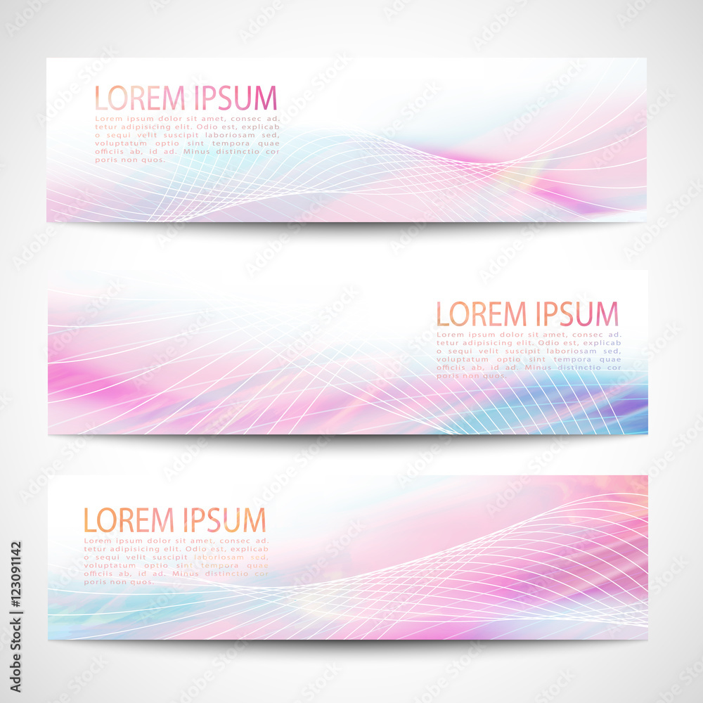 Abstract header line wave white vector design. colorful rainbow background.
