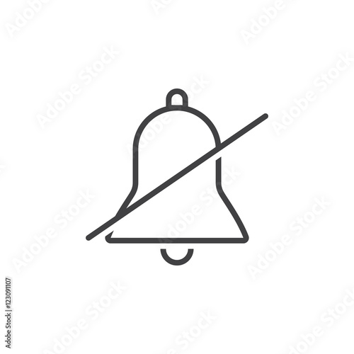 strikeout bell line icon, alarm mute outline vector logo illustration, linear pictogram isolated on white