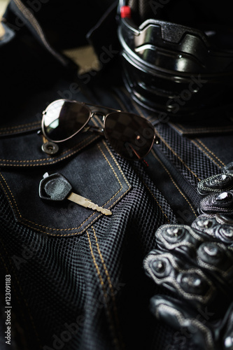 Outfit of Biker and accessories
