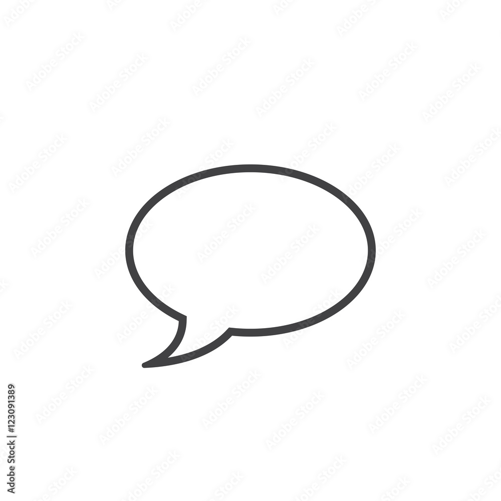 comment line icon, speech bubble outline vector logo illustration, linear pictogram isolated on white