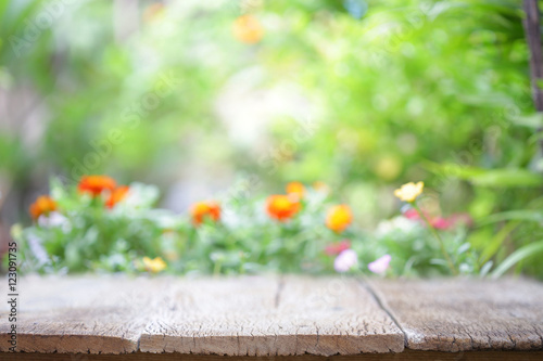 Outdoor Wooden table view