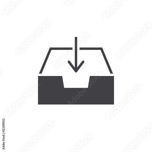 inbox icon vector, box and arrow solid logo illustration, pictogram isolated on white