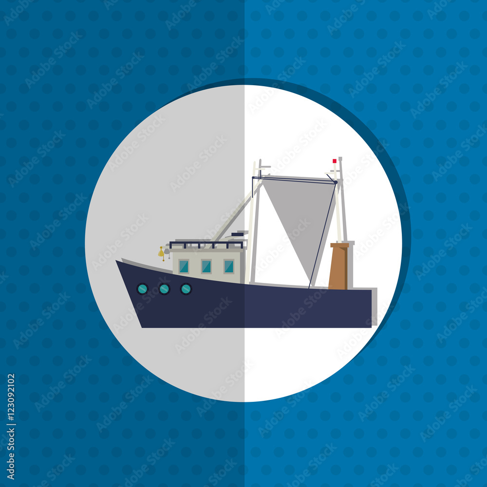 Obraz premium boat or ship with nautical sea life related icons image vector illustration design 