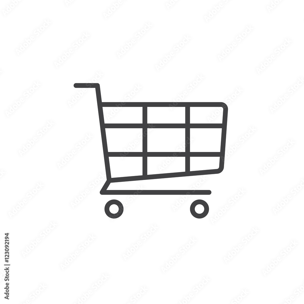 Shop line icon, shopping cart outline vector logo illustration, linear pictogram isolated on white