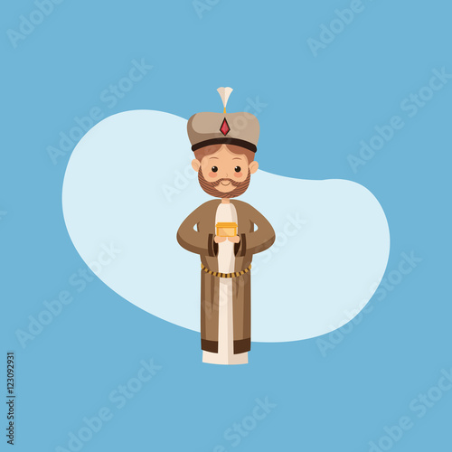 magi with biblical christmas related icons image vector illustration design 
