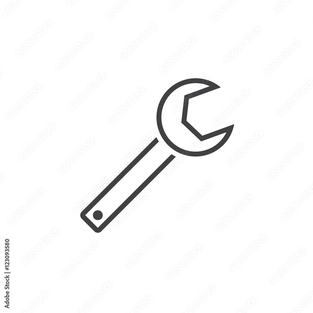 Configure wrench line icon, spanner outline vector logo illustration, linear pictogram isolated on white Configure wrench line icon, spanner outline vector logo illustration, linear pictogram isolated on white