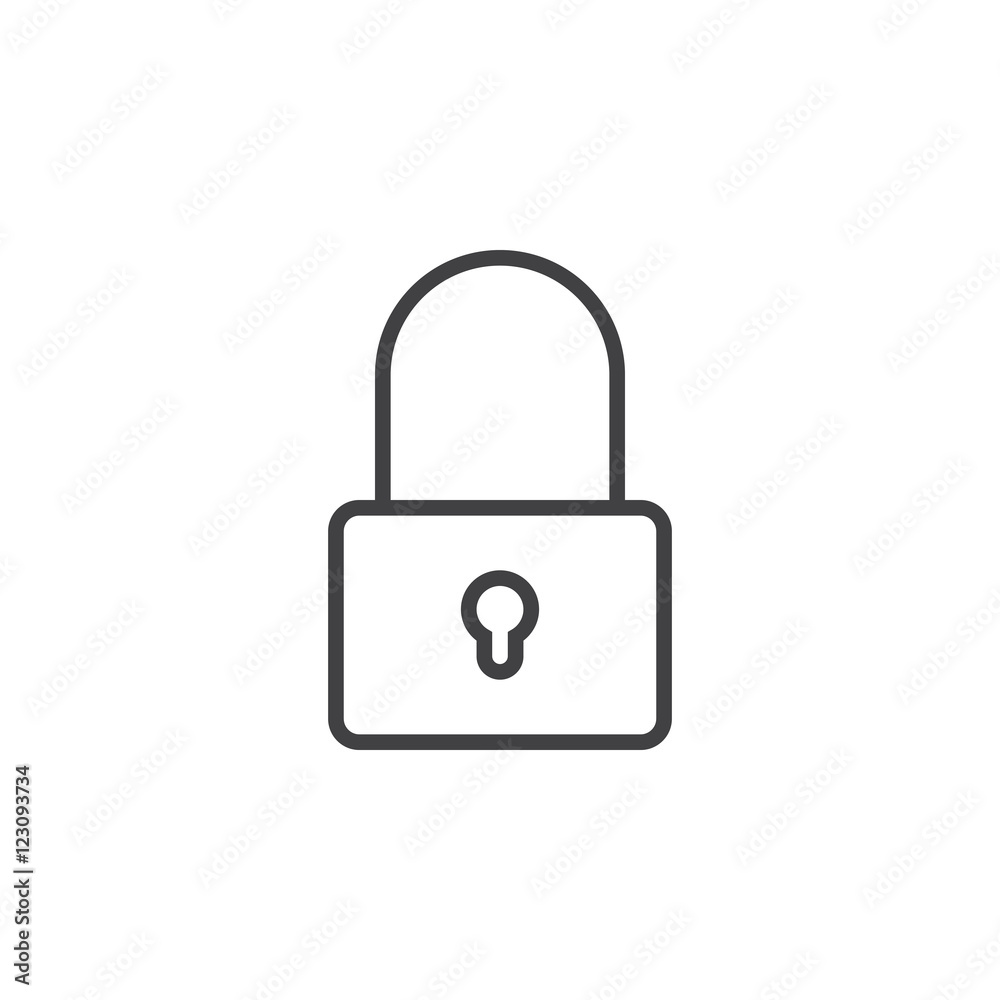 Lock line icon, padlock outline vector logo illustration, linear pictogram isolated on white