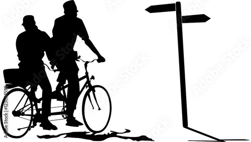 Paar mit Tandem auf Reisen - Teamwork