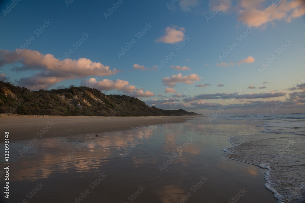 Sunrise over Fraser island coast, Queensland, Australia