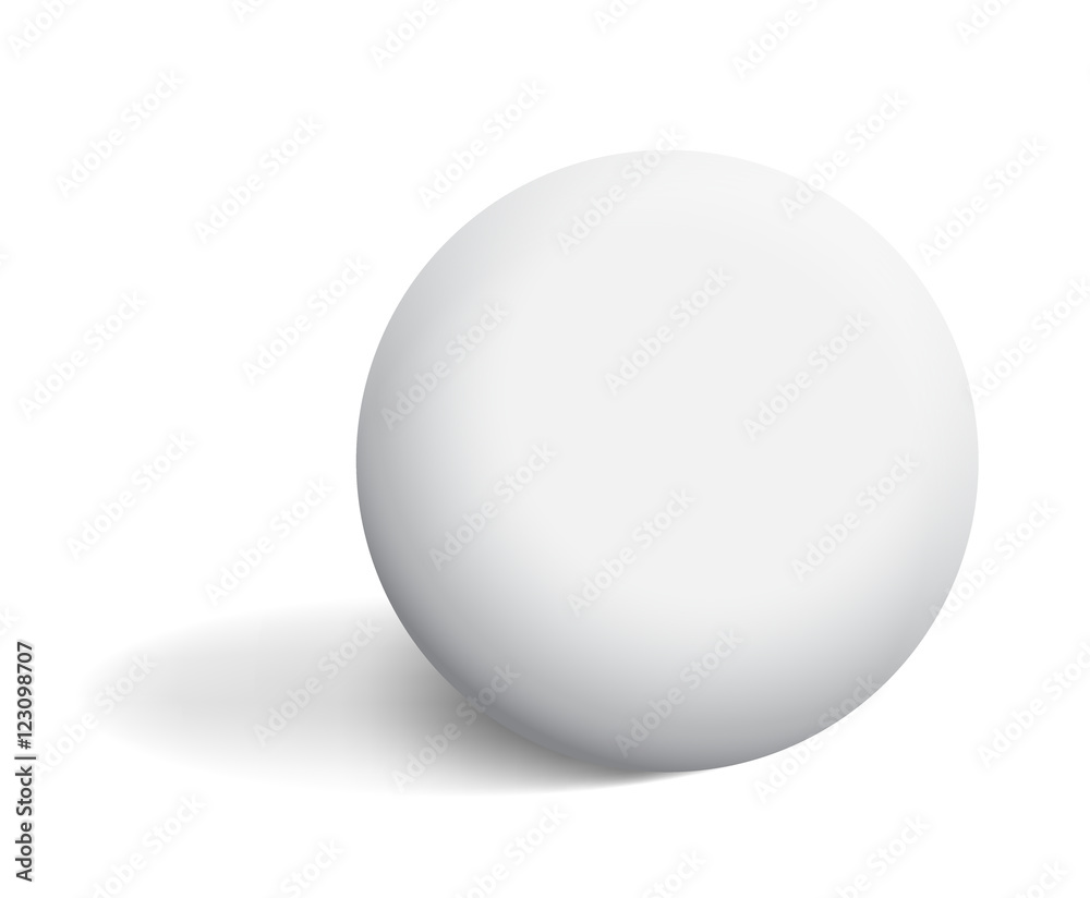 White ball with shadow . White ball with shadow .