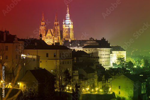 Prague Castle. Czech Republic Capital City Night Photo.