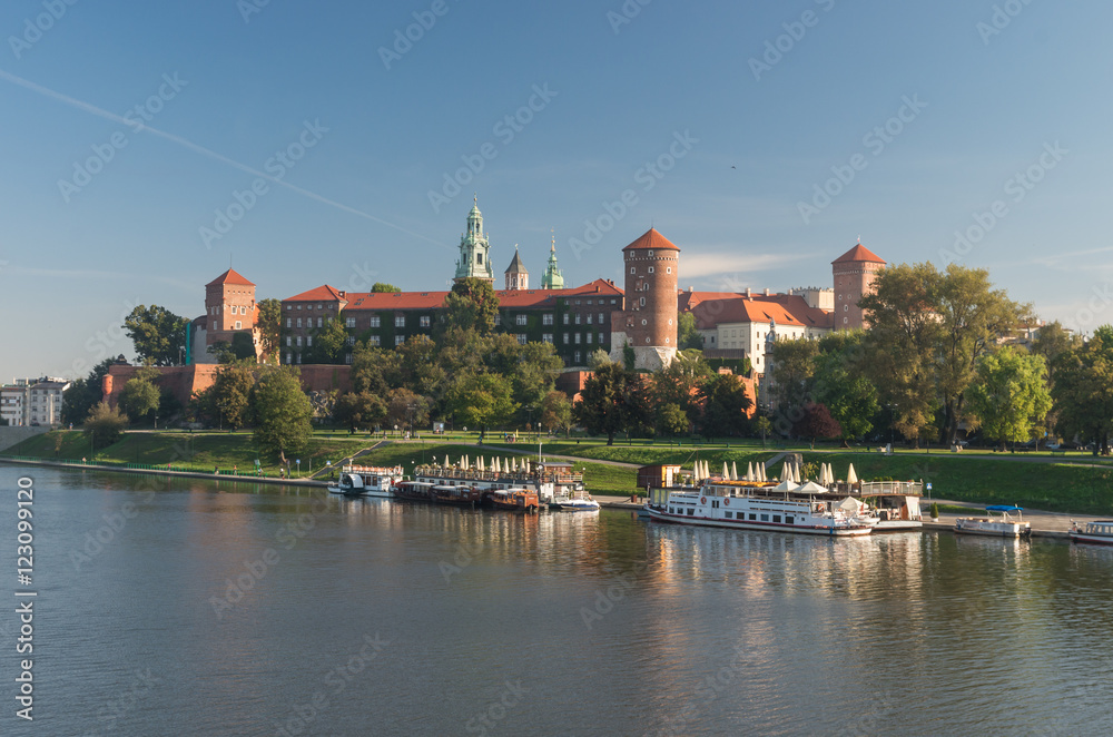 Wawel castle in Krakow, Pland on sunny morning