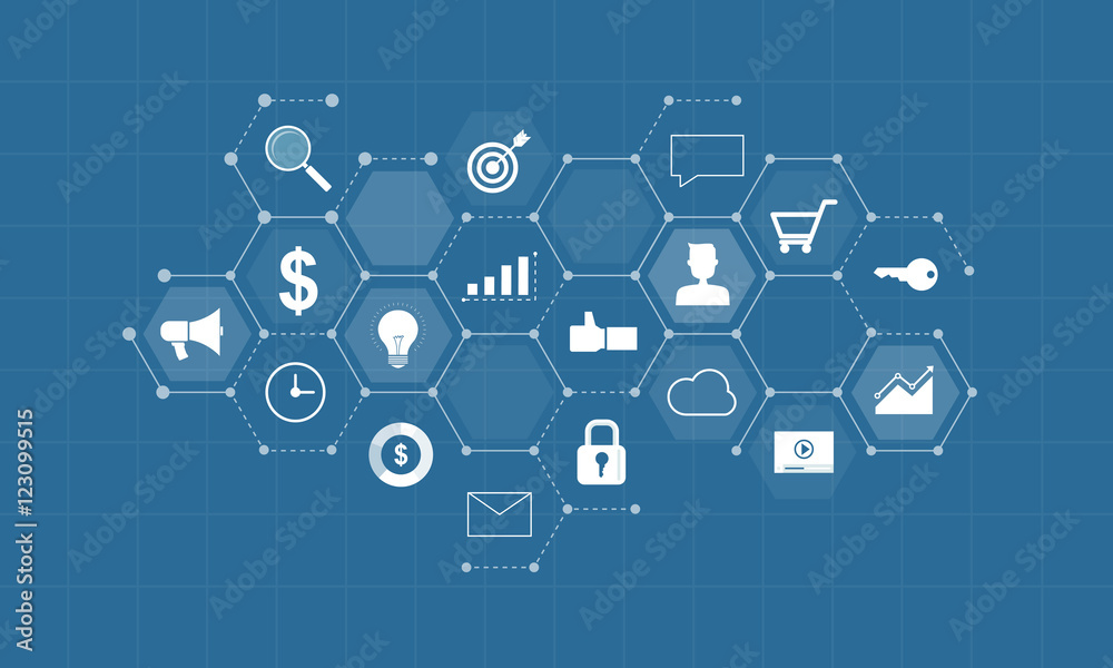 Fototapeta premium business digital content for marketing online connection concept and business on social network background concept