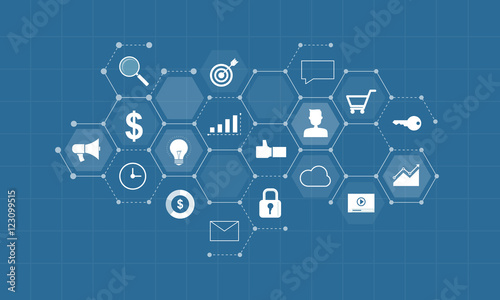 business digital content for marketing online connection concept and business on social network background concept