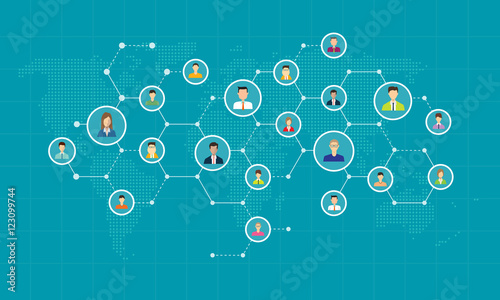 social network connection for online business  background concept
 photo