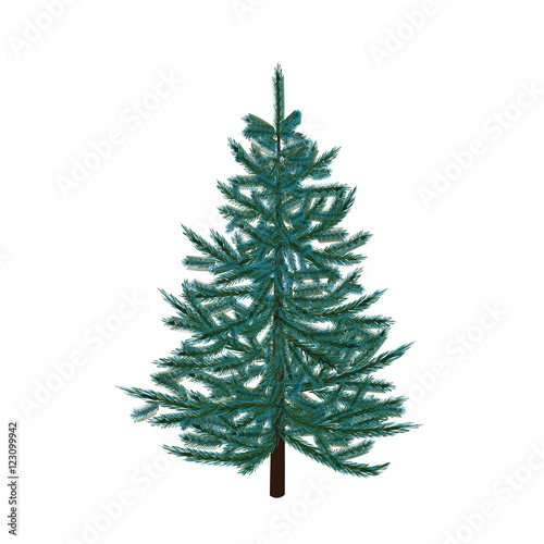 Blue fir tree. Christmas symbol. New Year. On a white background isolated illustration