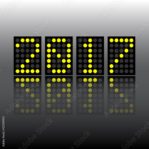 new year 2017 digital score board style with reflection