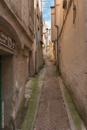 View of narrow alley of Castelcivita small village of Cilento. Southern Italy. © iannonegerardo69