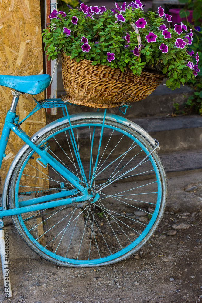 blue vintage bicycle