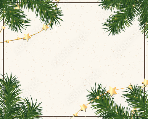 Vector Illustration of a Christmas Greeting Card with Fir Branches