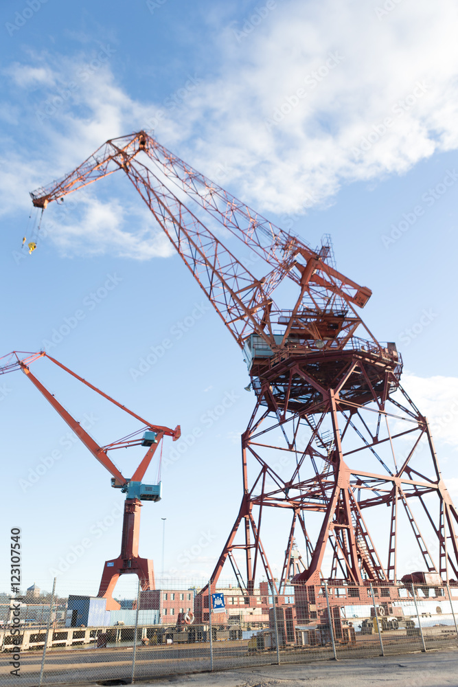 Old cranes and dry dock in Göteborg