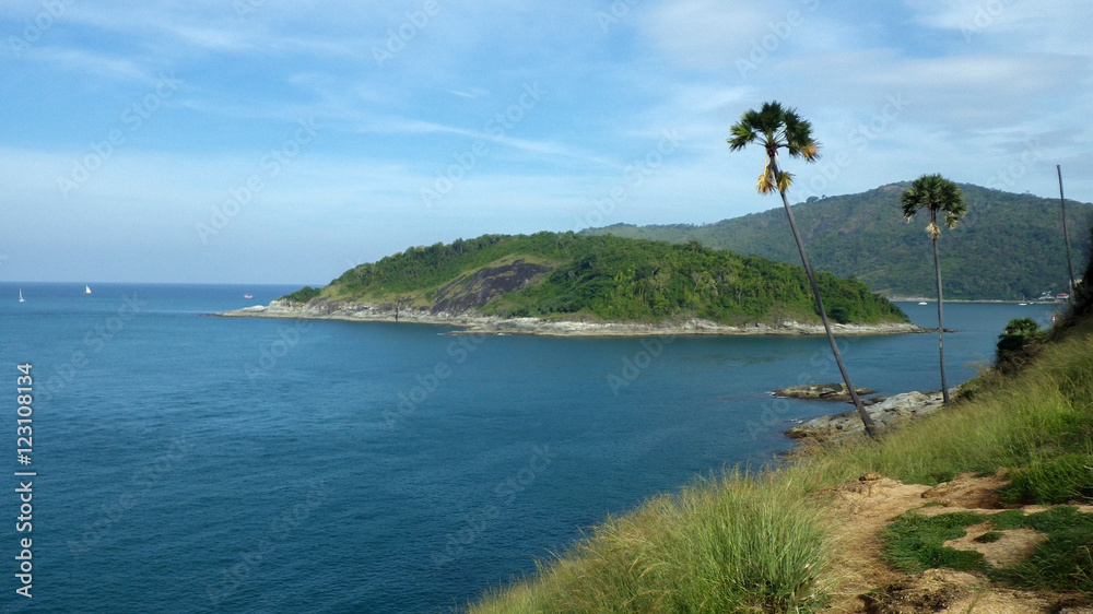 View to Yanui Beach and Koh Kaeo Noi on Phuket island, Andaman Sea in South Thailand.
