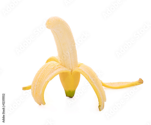open bananas isolated on white