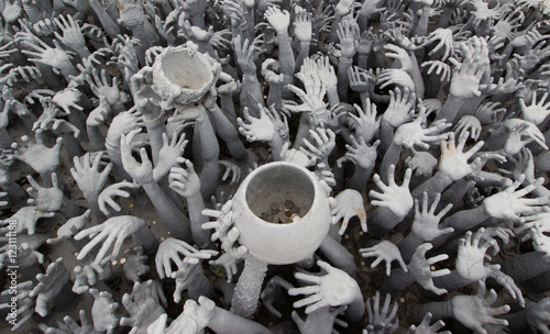 Hand hell statue in Buddhis