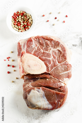 Raw meat with herbs and spices
