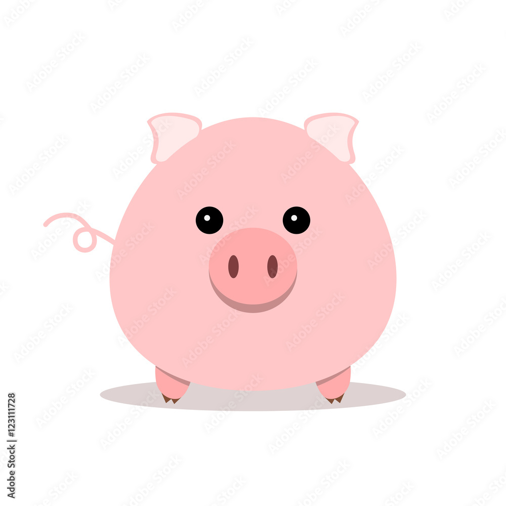 Pink pig icon in flat design. Vector illustration. Pink pig icon in flat design. Vector illustration.