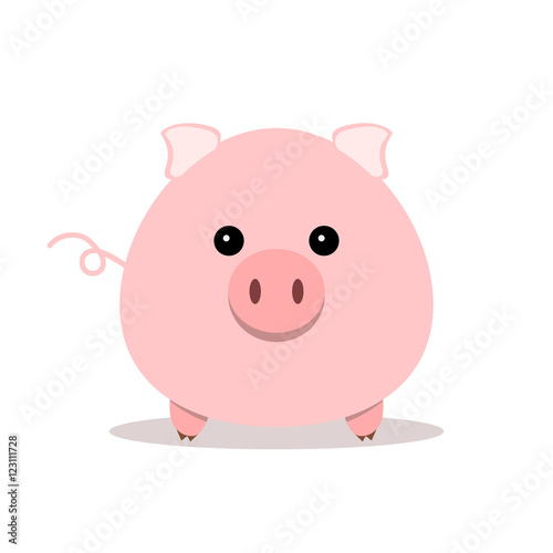 Pink pig icon in flat design. Vector illustration.