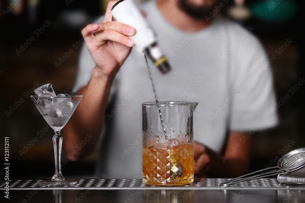 custom made wallpaper toronto digitalBarman preparing cocktail on bar counter
