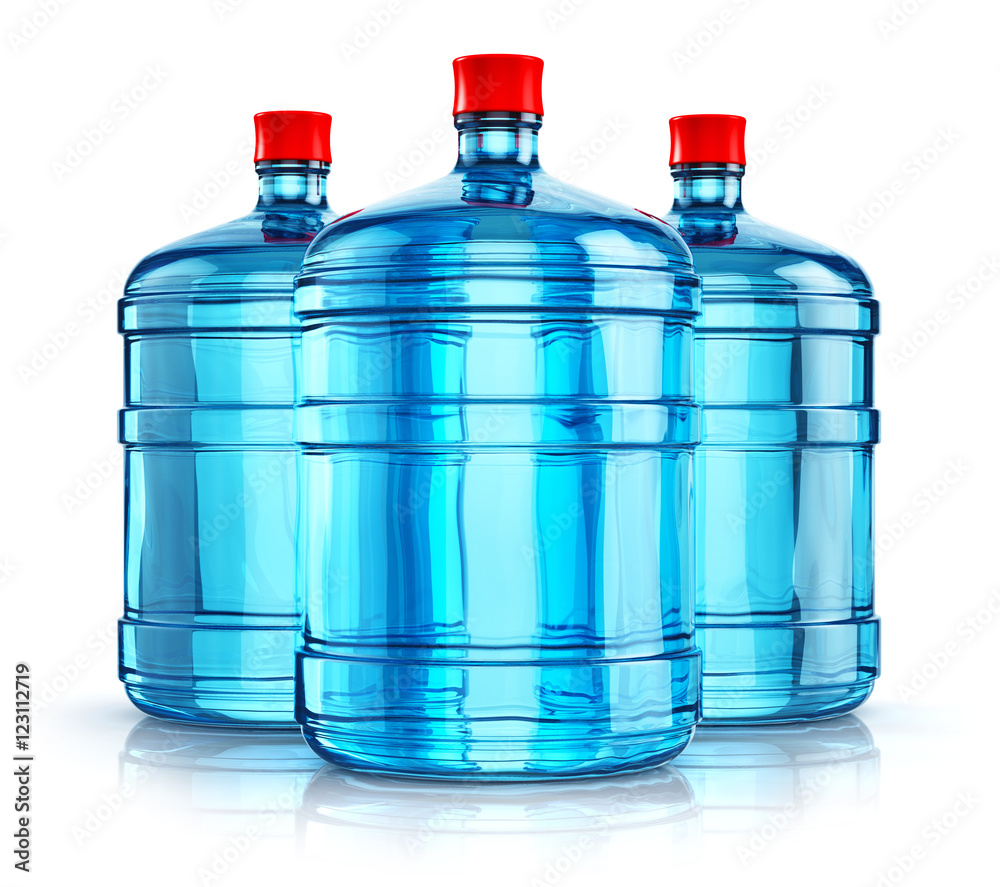 Three 19 liter or 5 gallon plastic drink water bottles Illustration Stock |  Adobe Stock