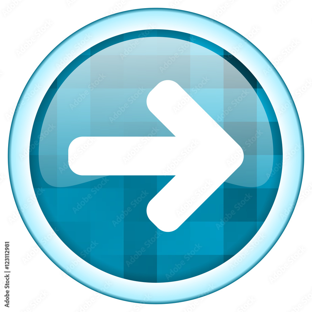 Blue circle arrow vector icon. Round internet direction right glossy button. Webdesign element. Blue circle arrow vector icon. Round internet direction right glossy button. Webdesign element.