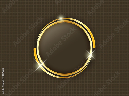 Gold ring with space for text in the middle of a dark background.