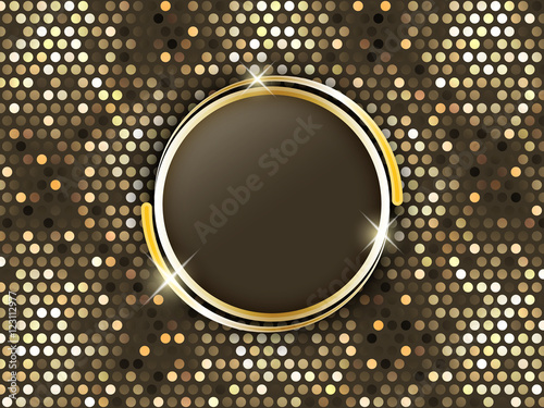 Abstract mosaic background with gold rings in the middle.