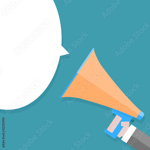 Megaphone in hand and speech bubble