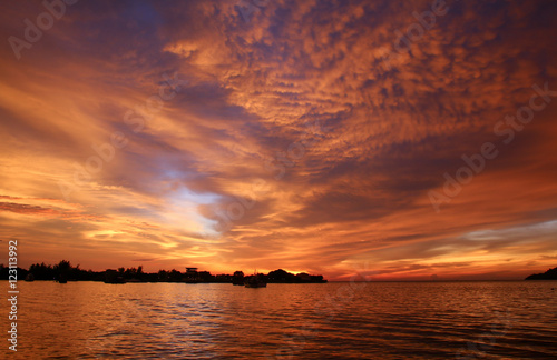 Breathtaking sunset and dramatic sky in Kota Kinabalu