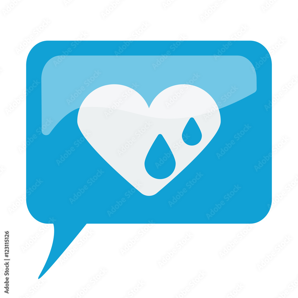 Blue speech bubble with white Heart Water icon on white backgrou