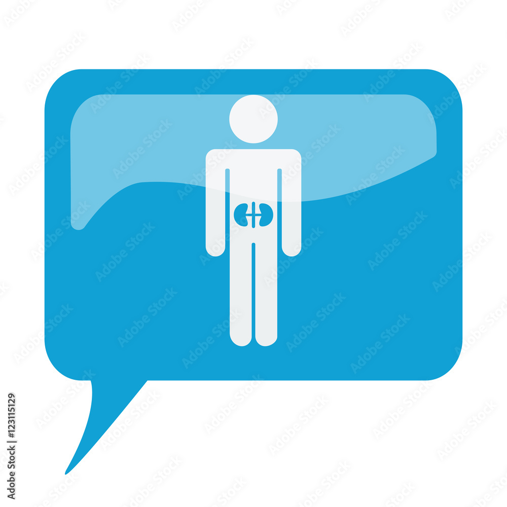 Blue speech bubble with white Kidneys icon on white background Blue speech bubble with white Kidneys icon on white background