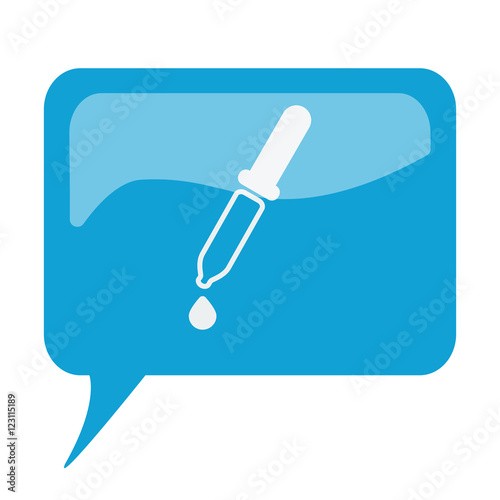 Blue speech bubble with white Pipette icon on white background