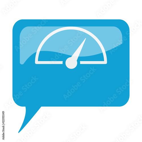 Blue speech bubble with white Speed Meter icon on white backgrou