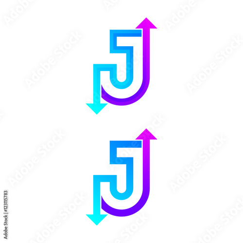 Letter J logo design template. Arrow creative sign