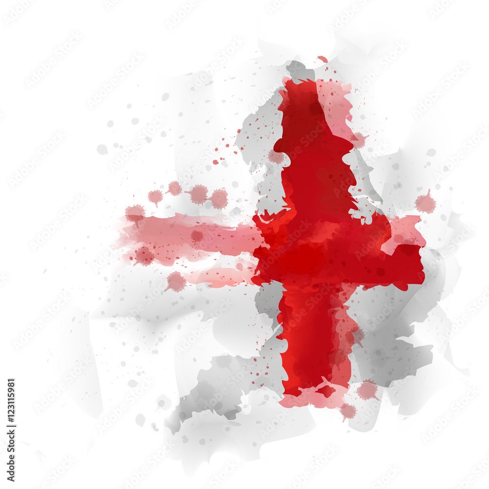 vector map of england Watercolor paint