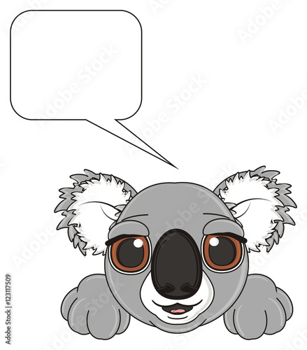 Fototapeta Naklejka Na Ścianę i Meble -  footnote, empty, cartoon, gray, animal, bear, koala, australia, zoo, nature, wild, marsupial, toy, face, muzzle, paws