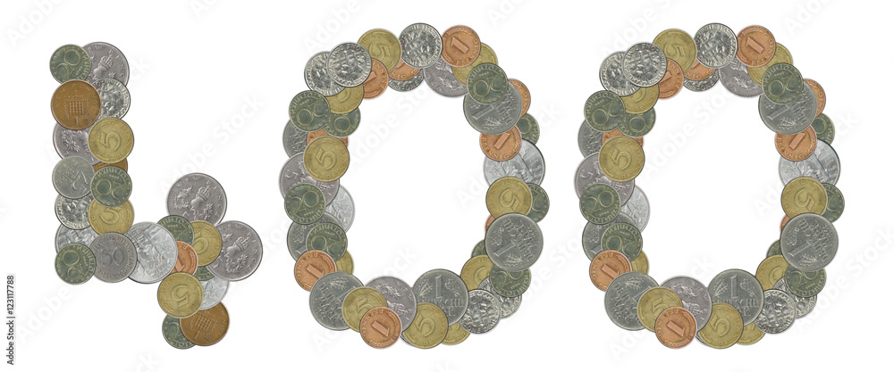 Number 400 with old coins Number 400 with old coins