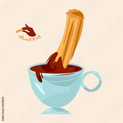 Churros and chocolate. Traditional spanish food.